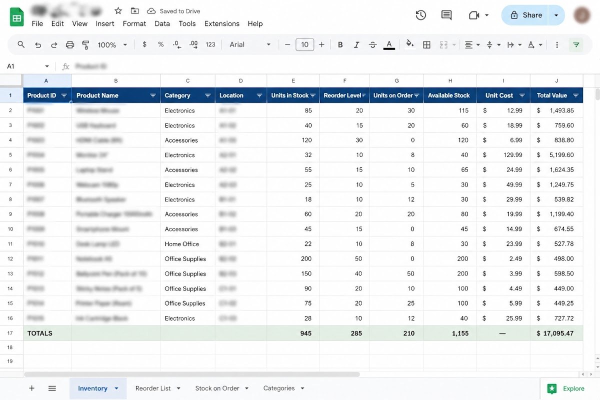 Inventory Management Sample #1 — original Google Drive preview