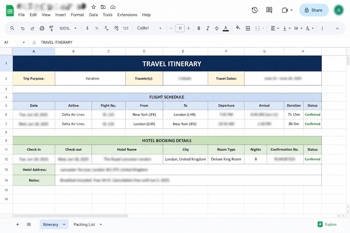 Travel Planning Sample #1 — original Google Drive preview