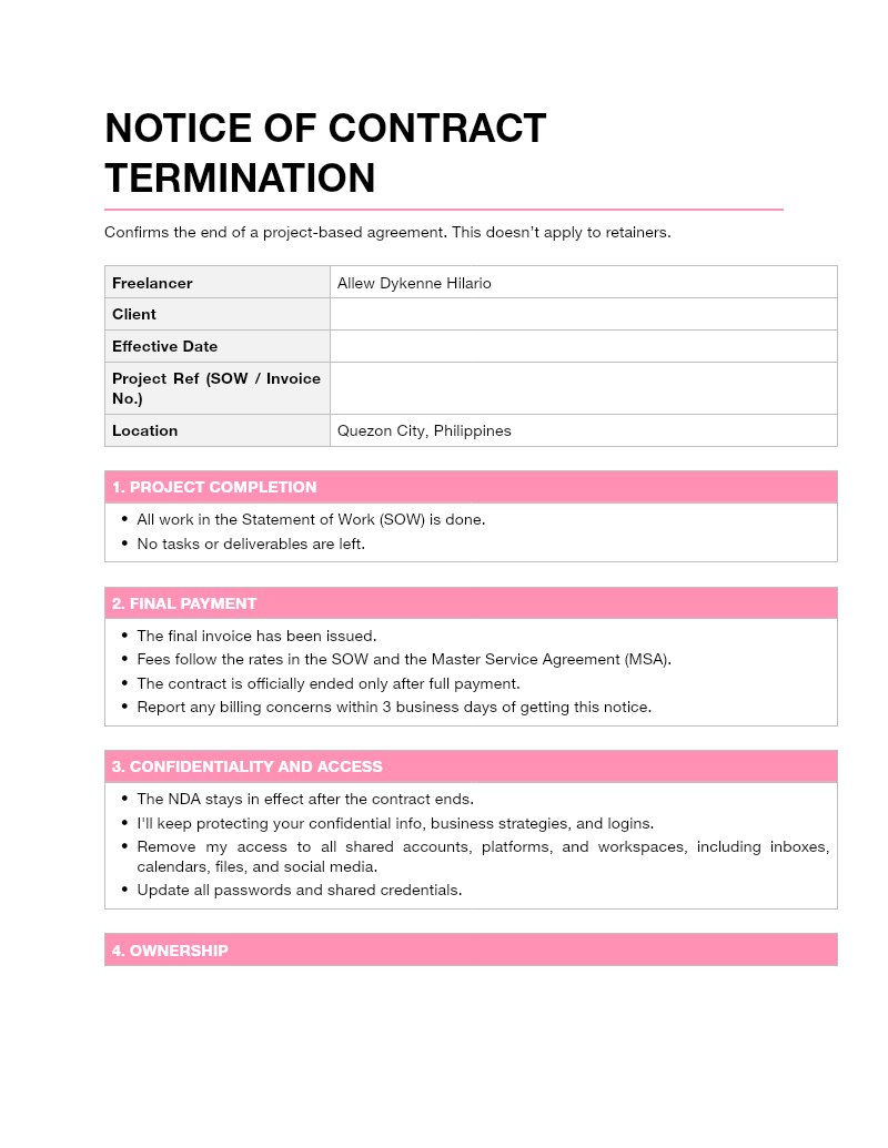 Notice of Contract Termination — original Google Drive preview
