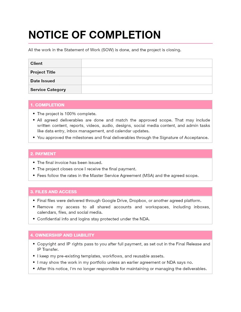 Notice of Completion — original Google Drive preview