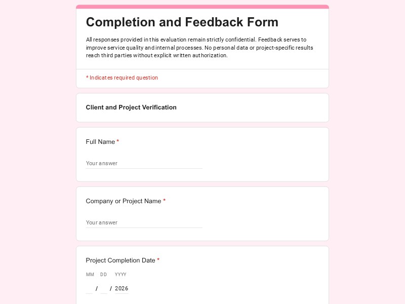 Completion and Feedback Form — original Google Drive preview